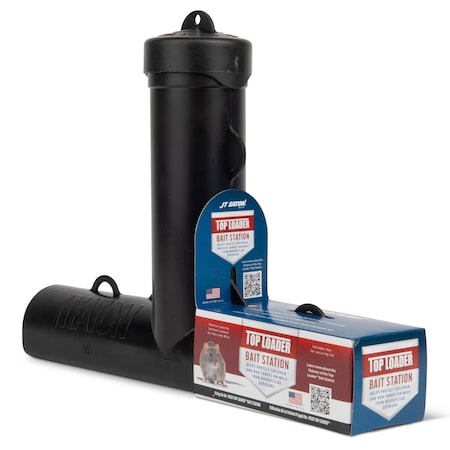 Top Fill Bait Box Rodent Station, 15-1/4 in L, Black, Plastic