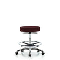 Rutledge Fab Stool without Back Chr-Medium Bench Height with Chr Foot RingandCasters in Burgundy Fab