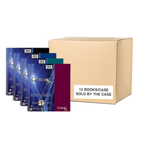 Case of Genesis WB 1 Subject 1 Pkt Notebooks, 11"x9", 100 sht, Asstd Covers, College Ruled w/Margin, PK12