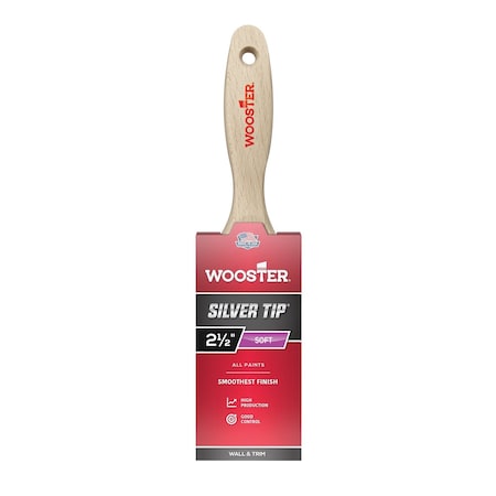 2-1/2" Varnish Soft, Silver CT Polyester Bristle, Paint Brush, Wood Handle