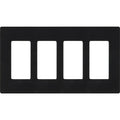Designer Wall Plates, Number of Gangs: 4 Thermoset, Gloss Finish, Black