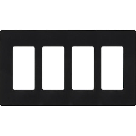 Designer Wall Plates, Number of Gangs: 4 Thermoset, Gloss Finish, Black