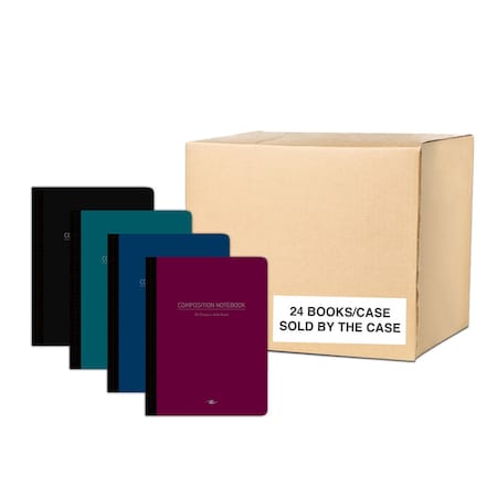 Case of Assorted Color Poly Flex Comp Notebooks, Wide Ruled, 70 sht, 9.75"x7.75", Flexible Covers, PK24
