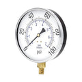 Pressure Gauge, 1/4 in NPT, Bottom Location