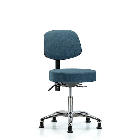 Desk Stool,Fabric,Bk Chrome,Glides,Blu