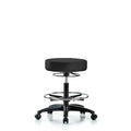 Vin Stool without Back-Medium Bench Ht with Chrome Foot RingandCasters in Charcoal Trailblazer Vin