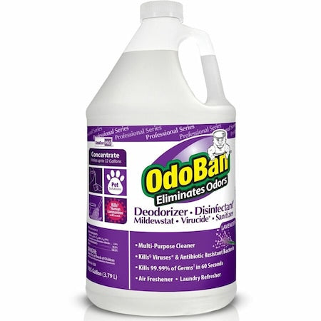 Odor Eliminator and Disinfectant: Jug, 1 gal, Liquid, Concentrated, Lavendar Fragrance, PK4