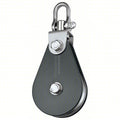 Pulley Block, Wire Rope, 5/16 in Max Cable Size, 6, 600 lb Max Load, Powder Coated