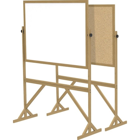 Combination Board, Cork, Plastic, 73 1/2 in, 55 in, Wood Frame, White