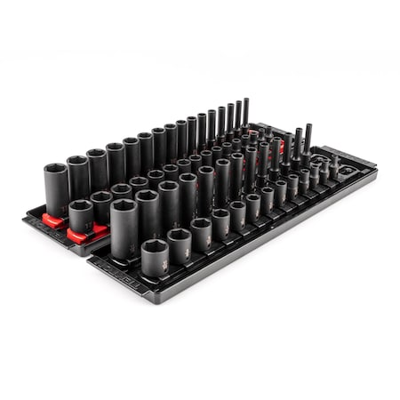 1/4 in Drive Impact Socket Set, Metric, SAE, 58 pcs