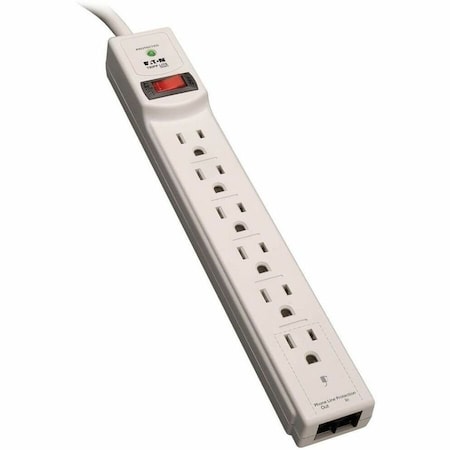 Outlet Strip, Surge, 5-15R, 5-15P, 8 ft., Light Gray