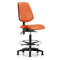 High Bench Chair No Arms, 26"" to 35"" Height, Vinyl, Orange Kist