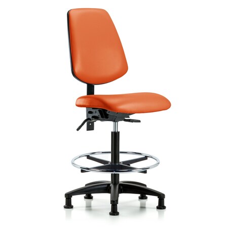 High Bench Chair No Arms, 26"" to 35"" Height, Vinyl, Orange Kist