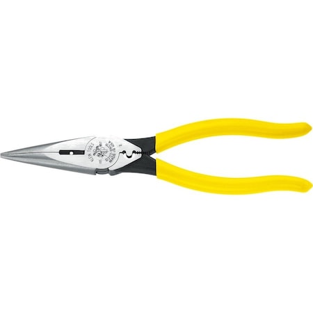 8 7/16 in D203 Needle Nose Plier, Side Cutter Plastic Dipped Handle