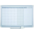 Calendar Planning Board, Steel, 26 in, 42 1/2 in, Aluminum Frame, White/Gray, Matte