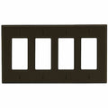 Rocker Wall Plate, Number of Gangs: 4 Plastic, Satin Finish, Brown