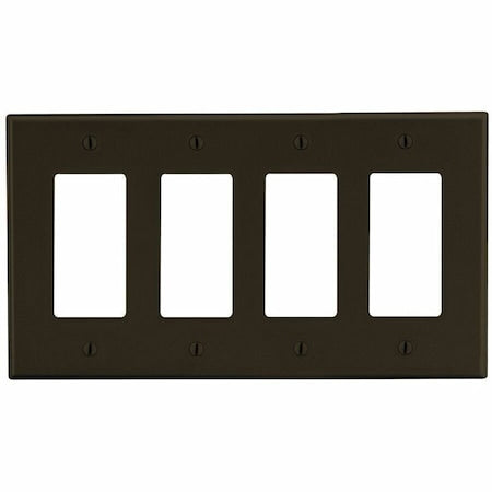 Rocker Wall Plate, Number of Gangs: 4 Plastic, Satin Finish, Brown