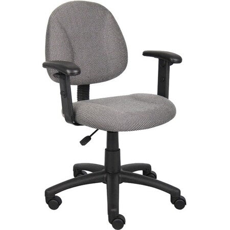 B316 Posture Deluxe Office Task Chair, Gray Back, 25 in W 25" L 40" H, Adjustable, Tweed Seat