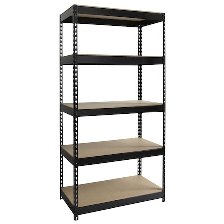 Boltless Shelving Unit, 18 in D x 36 in W x 72 in H, 5 Shelves, Steel
