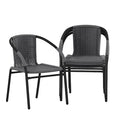 Lila Gray Rattan Indoor-Outdoor Restaurant Stack Chair, PK4