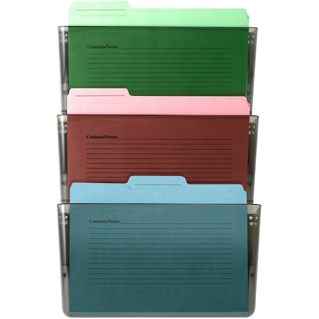 Wall Pocket, Letter, Smoke, 7 In H, PK3