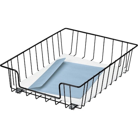 Letter Tray, Black, Steel, 10 in W, 14 1/8 in L, 3 in H, 1 Number of Compartments