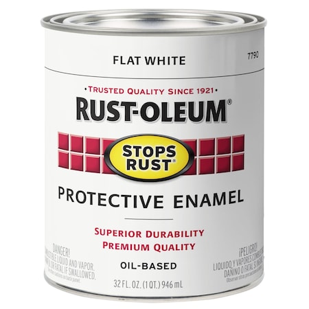 Interior/Exterior Paint, Flat, White, 1 qt