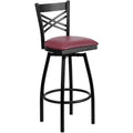 Swivel Batstool, X Back, Burgundy Seat