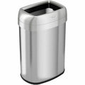 13 gal Oval Trash Can, Silver, Open Top, Stainless Steel, 11.5 in