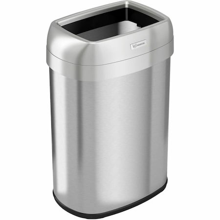 13 gal Oval Trash Can, Silver, Open Top, Stainless Steel, 11.5 in