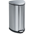 10 gal. Stainless Steel Half-Round Wastebasket, Silver