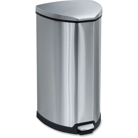 10 gal. Stainless Steel Half-Round Wastebasket, Silver