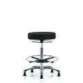 Fab Stool without Back Chrome-High Bench Height with Chrome Foot RingandStationary Glides in Blk Fab