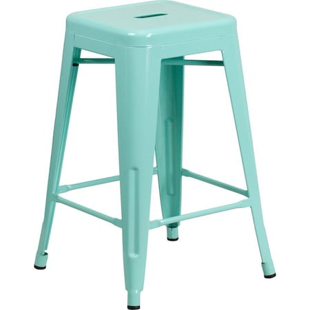 24" High Backless Mint Green Counter Height Stool
