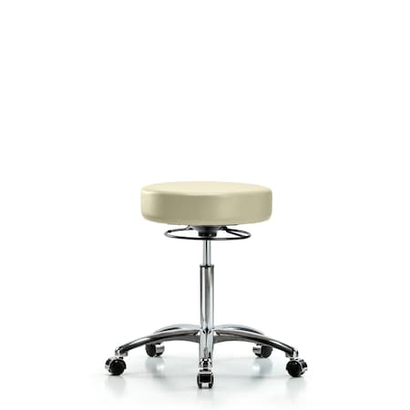 Rutledge Vin Stool without Back Chrome-Med Bench Height with Casters in Adobe White Trailblazer Vin