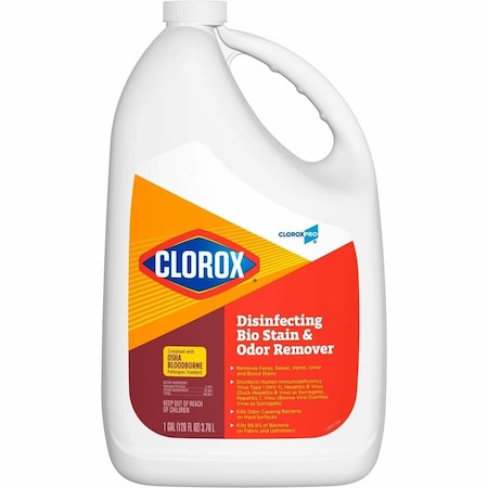 Disinfectant, Stain and Odor Remover, 128 oz. Bottle, Unscented, Translucent, 4 PK