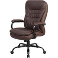 Heavy Duty Double Plush Chair, Brown Back, 33-1/2 in W 31" L 45-1/2" H, Fixed, Leather Seat