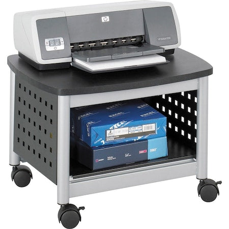 Printer Stand, 14 1/2 in H, Black/Silver