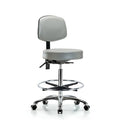 Vin Stool with Back Chr-High Bench Height with Seat Tilt, Chr FR, andCasters in Dove Trailblazer Vin
