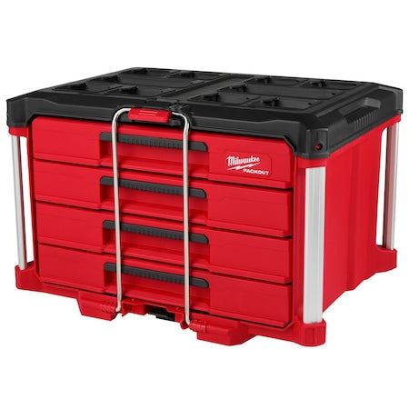 PACKOUT 4-Drawer Tool Box, Polymer, Black/Red, 22 in W x 16-1/2 in D x 14-1/2 in H