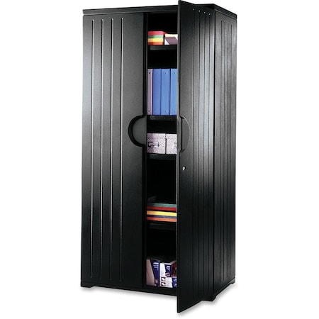 Rough n Ready Storage Cabinet, Black, HDPE, 4 Shelves, 36 in W x 22 in D x 72 in H