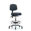 Vin Stool with Back Chr-High Ben Ht with Seat Tilt, ChrFR, andStat Glides in Imp Blue Trailblazer Vin