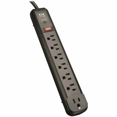 Outlet Strip, Surge, Right Angled, 7 5-15R, 5-15P, 4 ft., Black