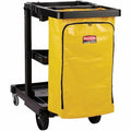 Janitor Cleaning Cart with Zip Bag, 24 gal Capacity, 46 in L, 21 3/4 in W, 38 3/8 in H, Black/Yellow