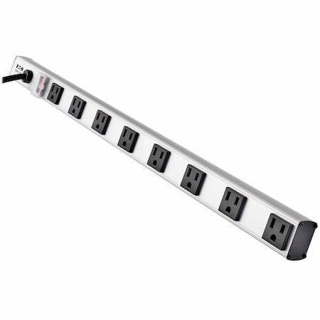 Power Strip, Rack Mounted, 5-15R, 5-15P, 15 ft., Black/Silver