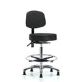 Vin Stool with Back Chr-High Bench Height with Chr Foot RingandStat Glides in Black Trailblazer Vin