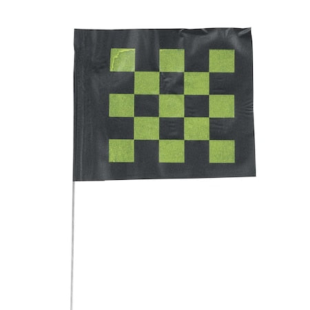 Marking Flag, Vinyl, 18" Wire Staff, Checkered, 18" L., 100 PK