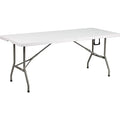 Rectangle Wh 30X72 Plastic Bi-Fold Table, 30" W, 72" L, 29" H, Plastic Top, White