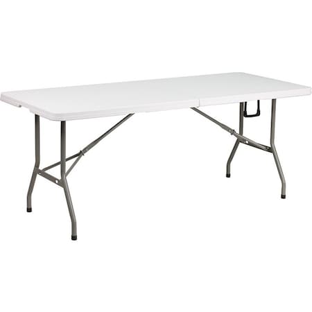 Rectangle Wh 30X72 Plastic Bi-Fold Table, 30" W, 72" L, 29" H, Plastic Top, White