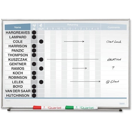 In/Out Board, Steel, 16 in, 23 in, Aluminum Frame, White/Gray, Gloss